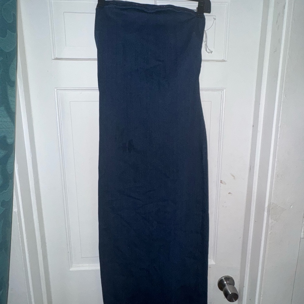 Long tube top denim dress